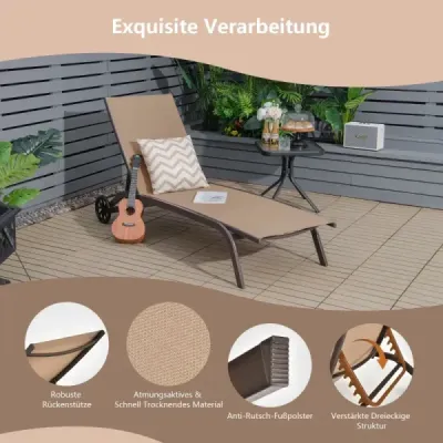 Scaun din oțel reglabil cu roți pentru zona exterioară Brown