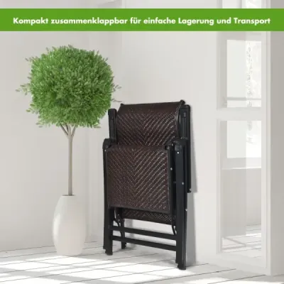 2 scaune pliabile rattan Scaune portabile cu spătare reglabile cu brat mare maro