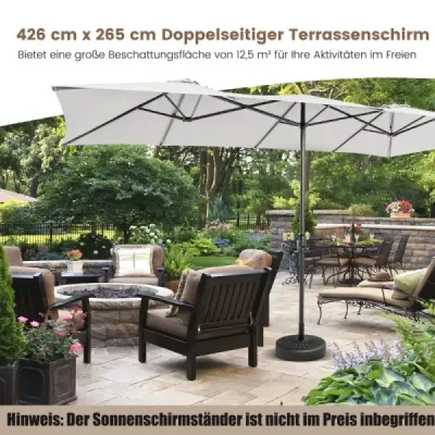 Umbrela dublă de soare 426 x 265 cm Umbrela dreptunghiulară Protecţie UV Bej
