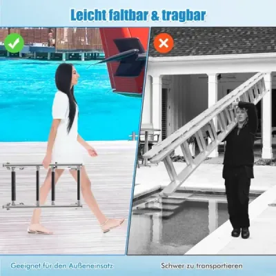 Scara pliabila in 3 etape cu trepte robuste din PVC & adaptor si clipuri 27,5 x 13 x 90 cm