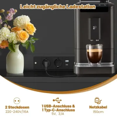 Cabinet din bucatarie din lemn cu puncte de desfacere & porturi USB & Cabinet tip C Bufet dulap mare Negru