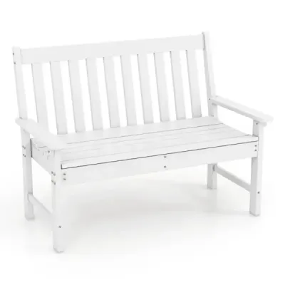 Banc de gradina rezistent la vreme pe banc din HDPE Parkbank pentru 2-3 locuri Alb