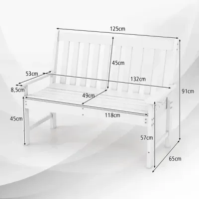 Banc de gradina rezistent la vreme pe banc din HDPE Parkbank pentru 2-3 locuri Alb