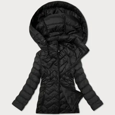 Jacheta quilted plus dimensiunea cu capota J Stil negru (16M9267-392)