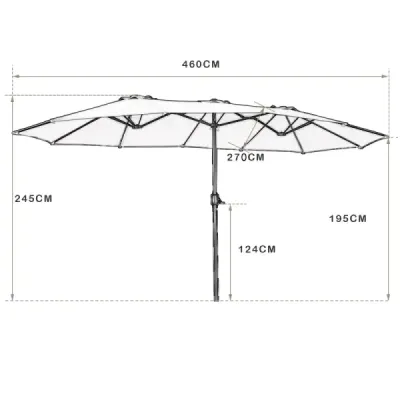Ø480 cm Umbrela dublă de plajă cu umbrelă de grădină manivelă