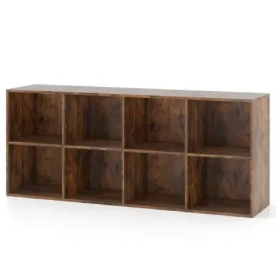 Bibliotecă cu 8 compartimente Raft de bibliotecă de birou Stand rack 121,5 x 29 x 61 cm
