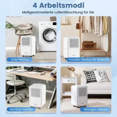 15 l/zi Dezumidificator de aer pentru domiciliu Dezumidificator cameră cu 4 moduri și cronometru 24 ore