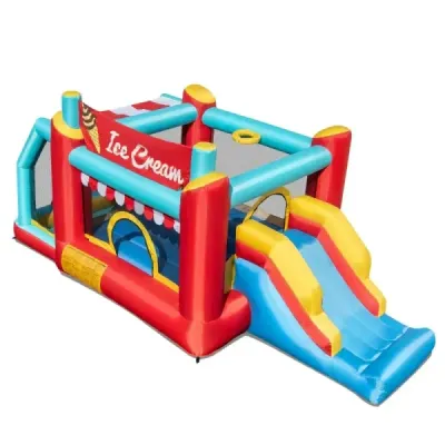 5 în 1 castel bouncy cu slide & baschet joc & inel & mingi baie Playhouse gonflabile