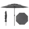 Parasol rezistent la vânt stabil 300 cm umbrelă de grădină cu manivelă pe ambele părți de 30° gri îndoibil