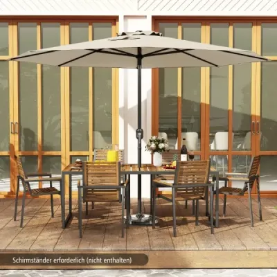 Parasolar 350 cm umbrelă mare de grădină cu manivelă umbrelă cu 8 coaste Bej