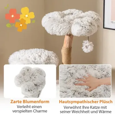 135cm Scratch Wood Cat Tree cu Cat Peşteră Plus Seat Platforma & Mingea alb