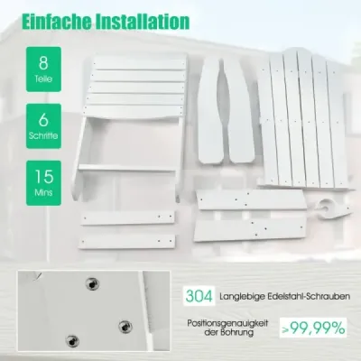 Scaun de gradina Adirondack cu Holder Beverage White