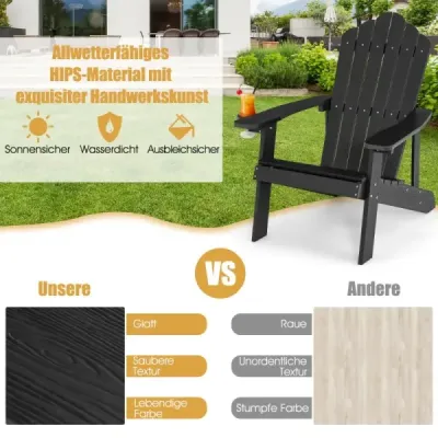 Scaun de grădină Adirondack cu Black Holder Beverage