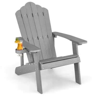 Scaun de grădină Adirondack-Stuhl cu Holder Beverage Gri deschis