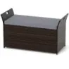 Banc de grădină cu spațiu de depozitare Banc de scaun din Polirattan cu perne și mânere laterale