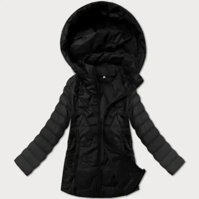 Jacheta usoara cu gluga plus dimensiunea J Stil negru (16M9263-392)