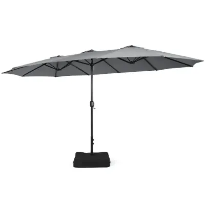 Dublu soareshade cu stand & manivelă & UPF 50+ umbrelă de grădină 451,5 x 264 cm gri
