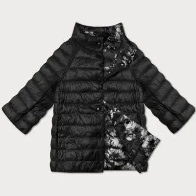 Jacheta pentru femei cu mânecă 3/4 Minoritate negru/flori (M23-7009-1)