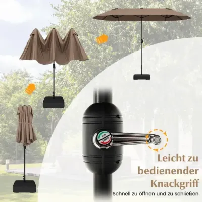 Umbrela dubla de soare cu stand 400 x 200 cm Large XXL Brown