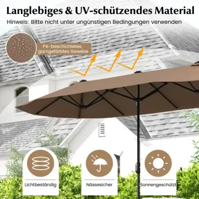 Umbrela dubla de soare cu stand 400 x 200 cm Large XXL Brown