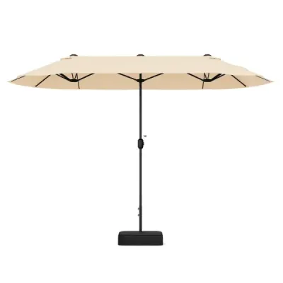 Umbrela dubla de soare cu stand 400 x 200 cm Large XXL Bej
