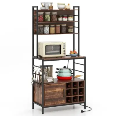 Rafturi de bucătărie cu rack de vin pentru 9 sticle stand rafturi cu dulap Brown