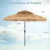 Parasol Hawaii Garden Parachute Straw 270 cm Straw cu LED Solar Lighting si dublu acoperis natura