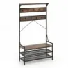 Rack haine cu rack pantofi rack cu dulap rochie stand cu banca maro