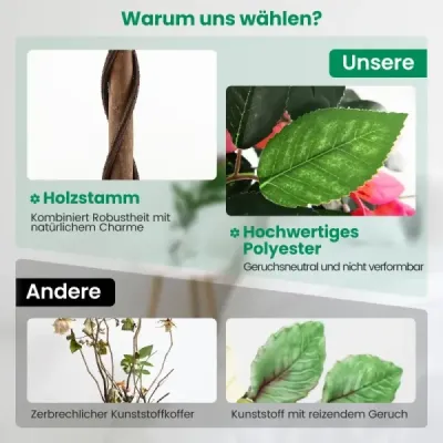 150 cm copac artificial în oală cu 252 flori & frunze naturale & tulpina Bougainvillee