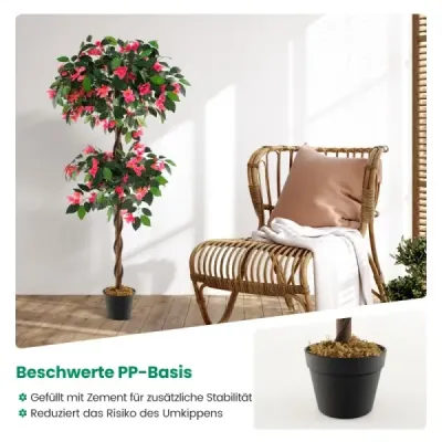 150 cm copac artificial în oală cu 252 flori & frunze naturale & tulpina Bougainvillee