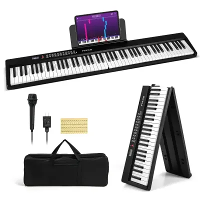 88 Keys Piano Keyboard cu 1000 Rhythms 1000 Tone Foldable Digital Piano negru