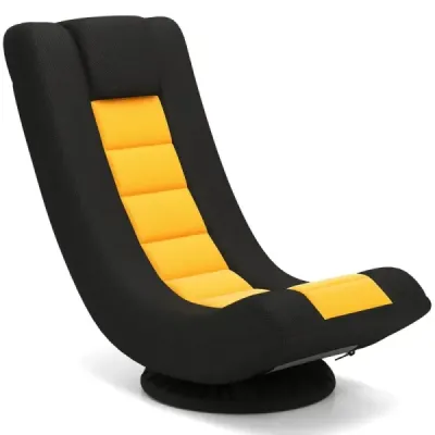 Costway 360° Scaun cu podea rotativă cu backrest reglabil pliabil de lipire canapea galben