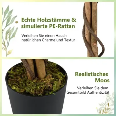 2 set copac artificial cu flori 150 cm plante artificiale în oală artificial cires flori copac roz