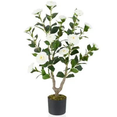 90 cm Arta Arbore cu flori Cămila artificiala Planta arta in oala Kameli planta alb