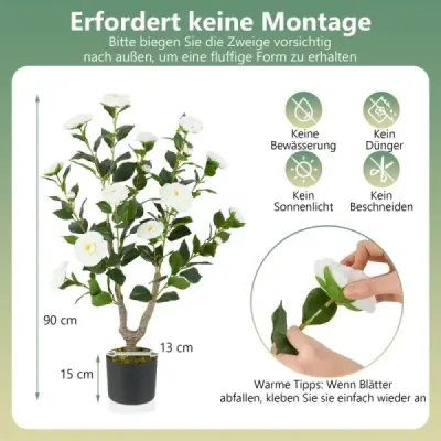 90 cm Arta Arbore cu flori Cămila artificiala Planta arta in oala Kameli planta alb