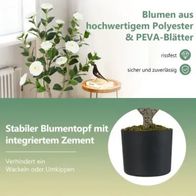 90 cm Arta Arbore cu flori Cămila artificiala Planta arta in oala Kameli planta alb