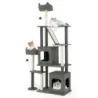 Scratch cu zgârietură postare &amp; Sisal bord &amp; scară &amp; 2 peșteri Cat copac 180 cm gri
