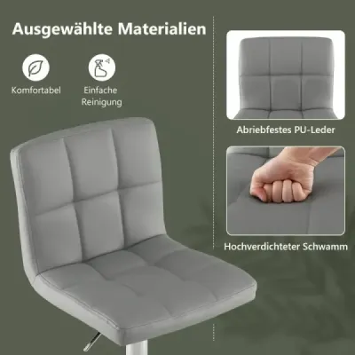 2 Set 360° Stivuitor bar din piele sintetică mare reglabil scaun scaun scaun Stool Gri