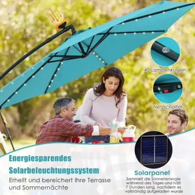 Vytvorte si vo svojom vonkajšom priestore pohodlnú a tienistú oázu a užívajte si vonku vo veľkom štýle! Náš závesný slnečník na
