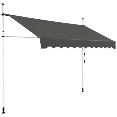 Markise Clampmarkise Protecţie solară Înălţime rezistentă la UV respingător reglabil de apă 300 x 120 cm gri