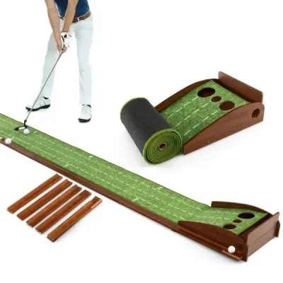 Joc de golf Mat cu 3 găuri și 3 mingi de golf și gazoane artificiale Golf Mat Plasting Trainer Green