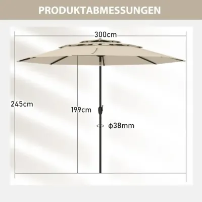 parasolar 3 etaje cu manivela paraşuta de grădină Windproof