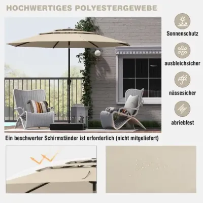 parasolar 3 etaje cu manivela paraşuta de grădină Windproof