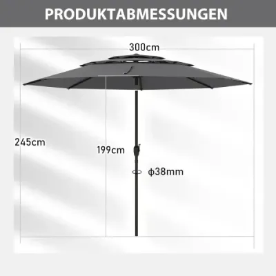 parasolar 3 etaje cu manivela paraşuta de grădină Windproof