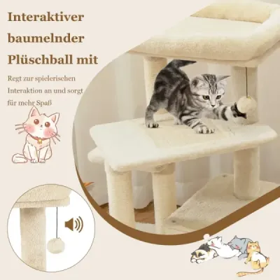 Scratch Small 85cm Cat Tree cu Cat Cave & Soft Seat Bej