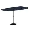 Dublu soareshade cu stand &amp; LED lumini &amp; UFF 50+ umbrelă Mare 400 x 200 cm Albastru Navy