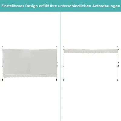 350 cm latime de fixare a copertei fara foraj rezistent la UV balcon inaltime de coperta reglabila Markise Bej