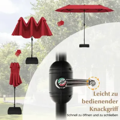 Umbrela dubla de soare cu stand 400 x 200 cm Large XXL Vin roșu