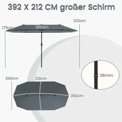 dublu soareshade cu manivela si protectie UV umbrela gradina umbrela terasa umbra gri