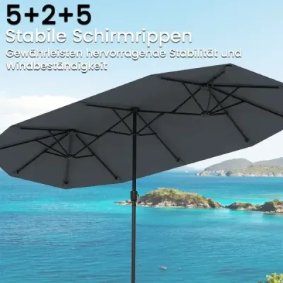 dublu soareshade cu manivela si protectie UV umbrela gradina umbrela terasa umbra gri